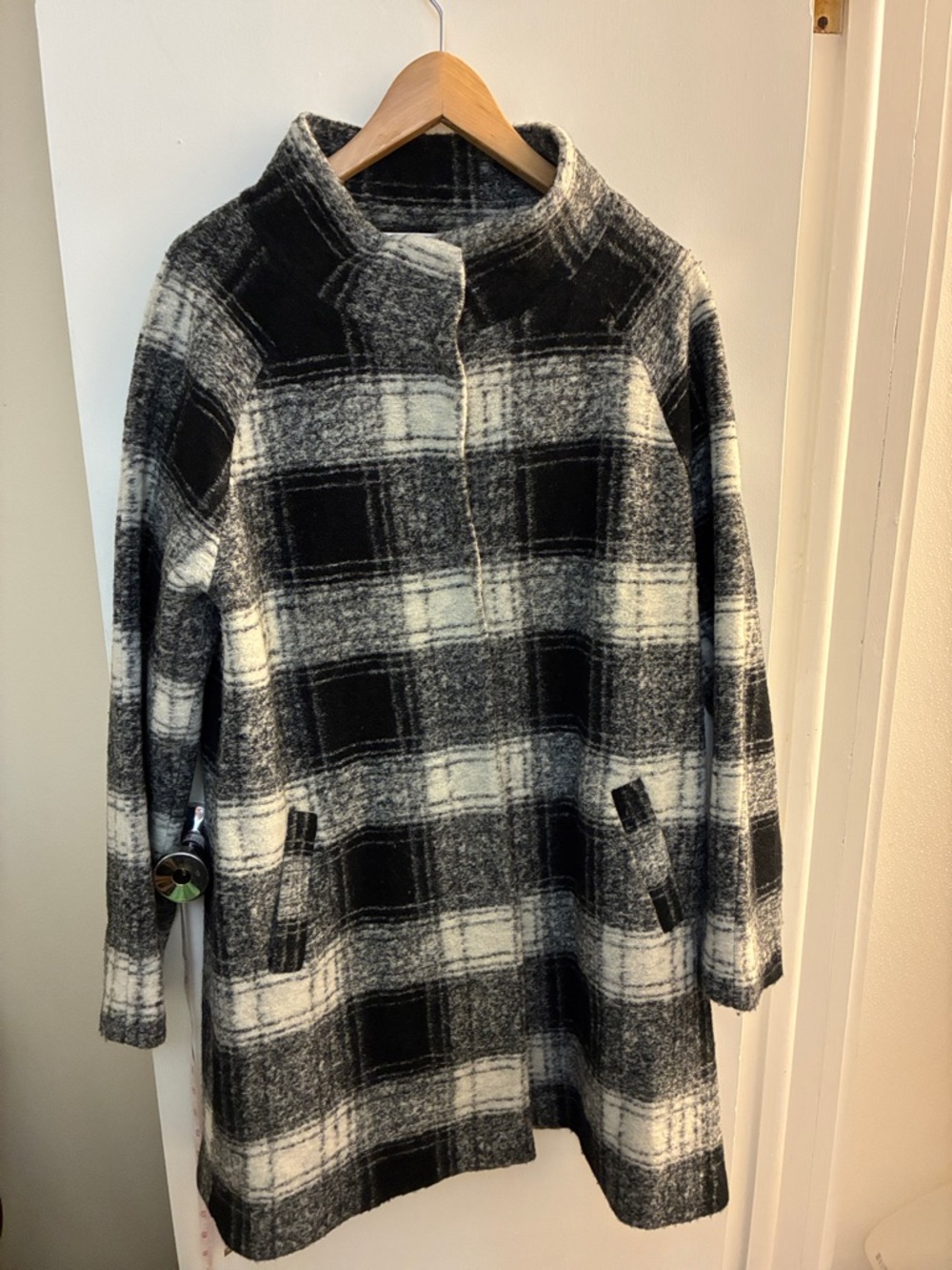 Vintage Max Studio Sweater Jacket Midi-coat Coat Black Gray White Wool blend